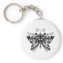 Floral Swirls Butterfly - Black & White