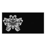 Floral Swirls Butterfly - Black & White Photo Greeting Card