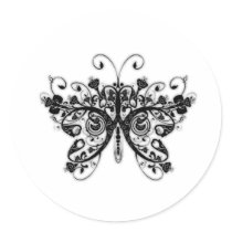 Floral Swirls Butterfly - Black & White