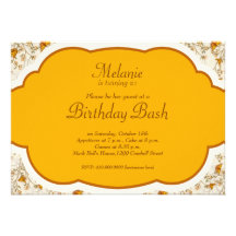 Floral Vintage Pattern with Butterflies Birthday Custom Invite