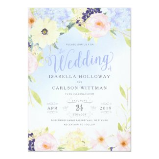 Floral Vintage Spring Wedding 13 Cm X 18 Cm Invitation Card
