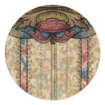 Floral Wallpaper Border Card Round Sticker