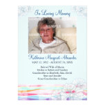 Floral Waves Blue Memorial Notice Announcement