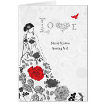 Floral Wedding Dress Bridal Shower Thank You Card