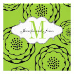 Floral Wedding Invitations Monogram Green