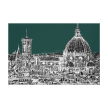 Florence architecture drawing stretched canvas print