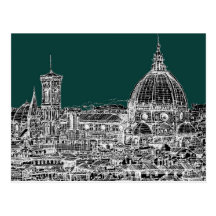 Florence architecture drawing postcard