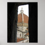 florence - duomo through a stone window posters