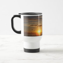 Florida Beach Sunset with Birds Coffee Mugs
