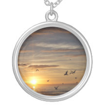 Florida Beach Sunset with Birds Necklaces