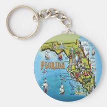 Florida Cartoon Map Key Chains