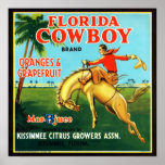 Florida Cowboy Oranges and Grapefruits posters