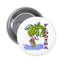 Florida Flamingo Pinback Buttons