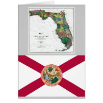 Florida Map and State Flag Card