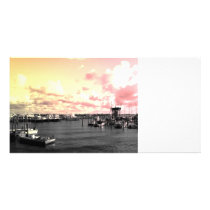 Florida Marina Photo Yellow and Pink Sky Customized Photo Card