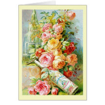 Florida Perfume Water with Cabbage Roses Greeting Card
