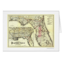 Florida Transit Railroad Map 1882 Cards