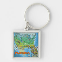 Florida USA Map Keychain