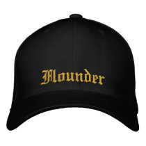 Flounder Black and Gold Fitted Cap Embroidered Hat