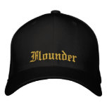 Flounder Black and Gold Fitted Cap embroidered hats
