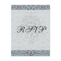 flourish blue and grey damask postcard