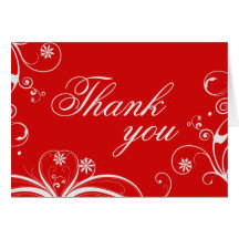 Flourish Red Thank You Card