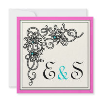 Flourish vine black pink turquoise wedding