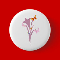 Flower and Butterflies buttons