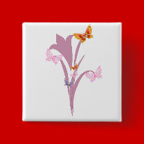 Flower and Butterflies buttons