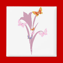 Flower and Butterflies magnets
