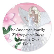 Flower Angel Design Fantasy Return Address Labels Round Stickers