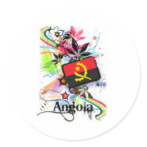 Flower Angola Round Stickers