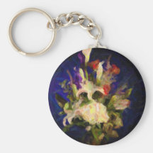 flower arrangement of roses, lilies, greans key chain