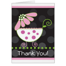 Flower Baby Carriage Thank You Card