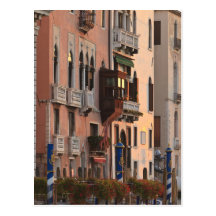 flower baskets and ornate Palace details, Italy Postcard