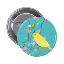 flower bird(blue) button
