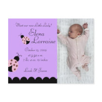 Flower Bug Lady Bug PHOTO Birth announcement