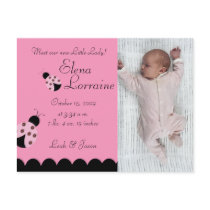 Flower Bug Lady Bug PHOTO Birth announcement