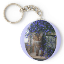 Flower Cat (oval) Keychain