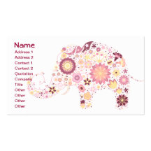 Flower Elephant Cute Abstract Business Card Templates