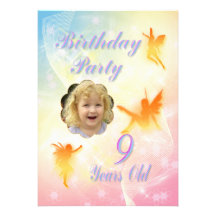Flower fairies 9th Birthday Party invitation