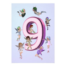 Flower fairies 9th Birthday Party invitation