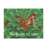 Flower fantasy ginger haired girl, Thinking of you postcards