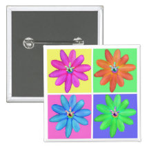 Flower Foursome Magnet Button