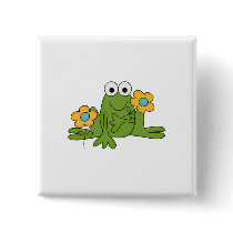 flower froggy frog pinback buttons
