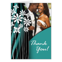 Flower Garden Thank You (dark teal) Greeting Card