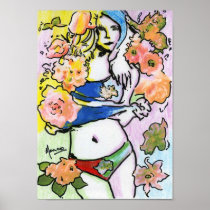 Flower girl 60s painting Posters