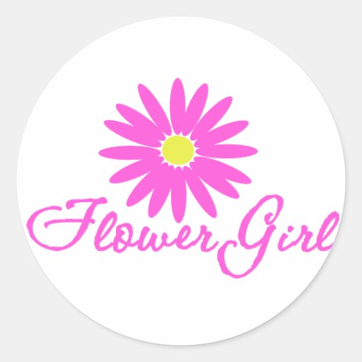 Flower Girl Daisy Pink Round Sticker