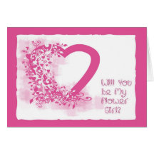 Flower Girl Invitation Pink Heart Greeting Card