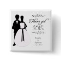 Flower girl swirls wedding favour pinback button